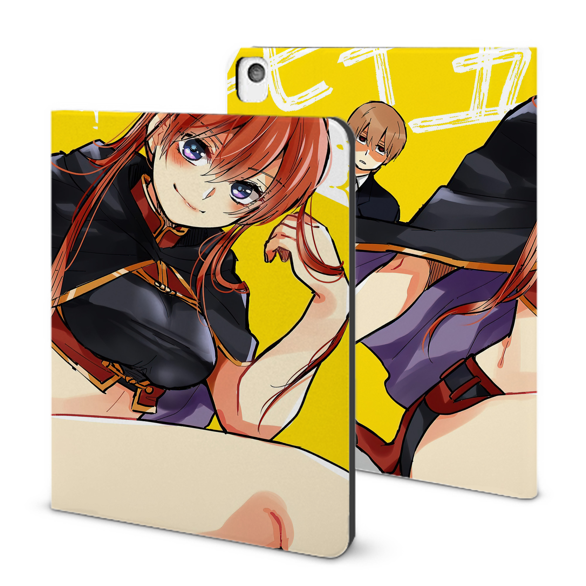 （画像用） ぎんたま 坂田銀時（さかたぎんとき） 神楽 志村新八（しむら しんぱち） GINTAMA Sakata Gintoki Kagura Shimura Shinpachi IPadケース ペンホルダー付き ブックスタイルデザイン
